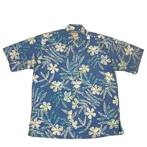 Cooke Street Honolulu Floral Hawaiian Button Down Shirt 1970s Vintage Men Large